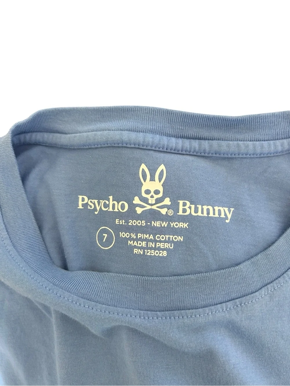 Psycho Bunny Graphic Crew Neck T Shirt Men's Blue 100% Pima Cotton XL Size 7